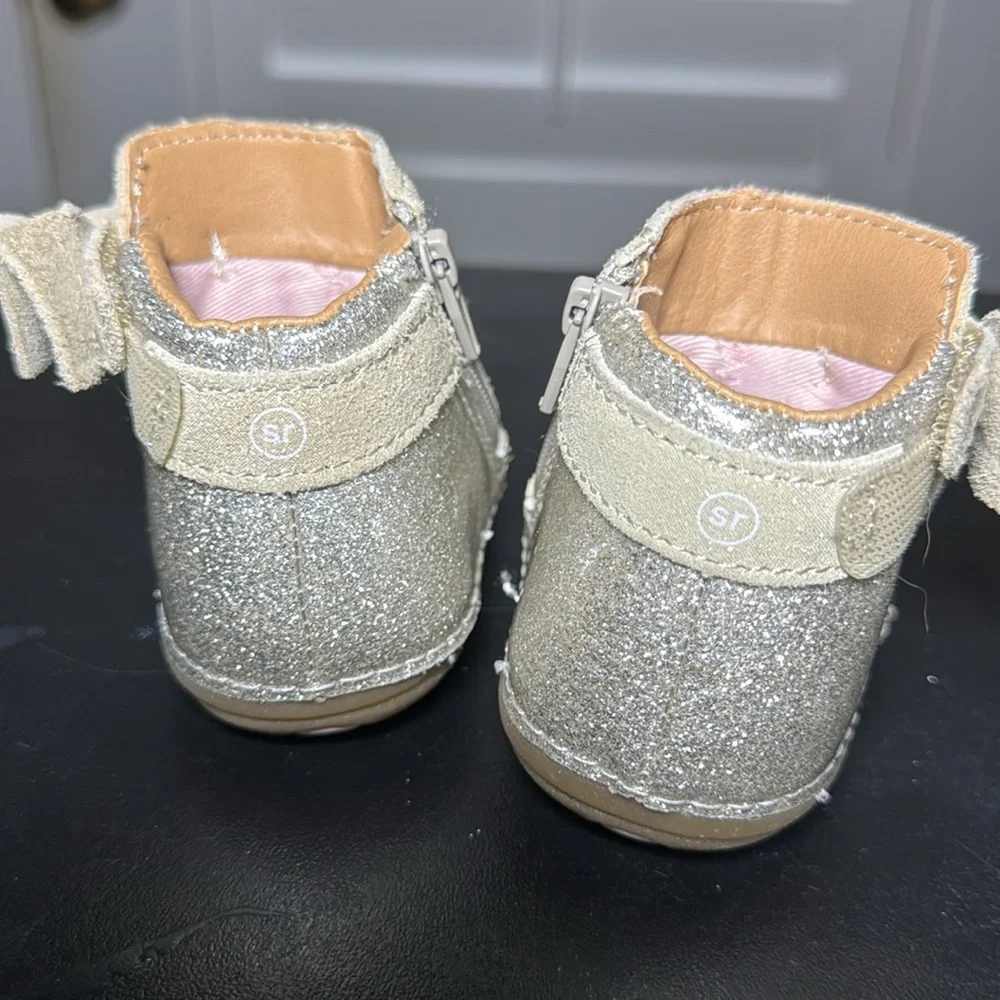 Stride Rite gold metallic sparkle bow boot 3M